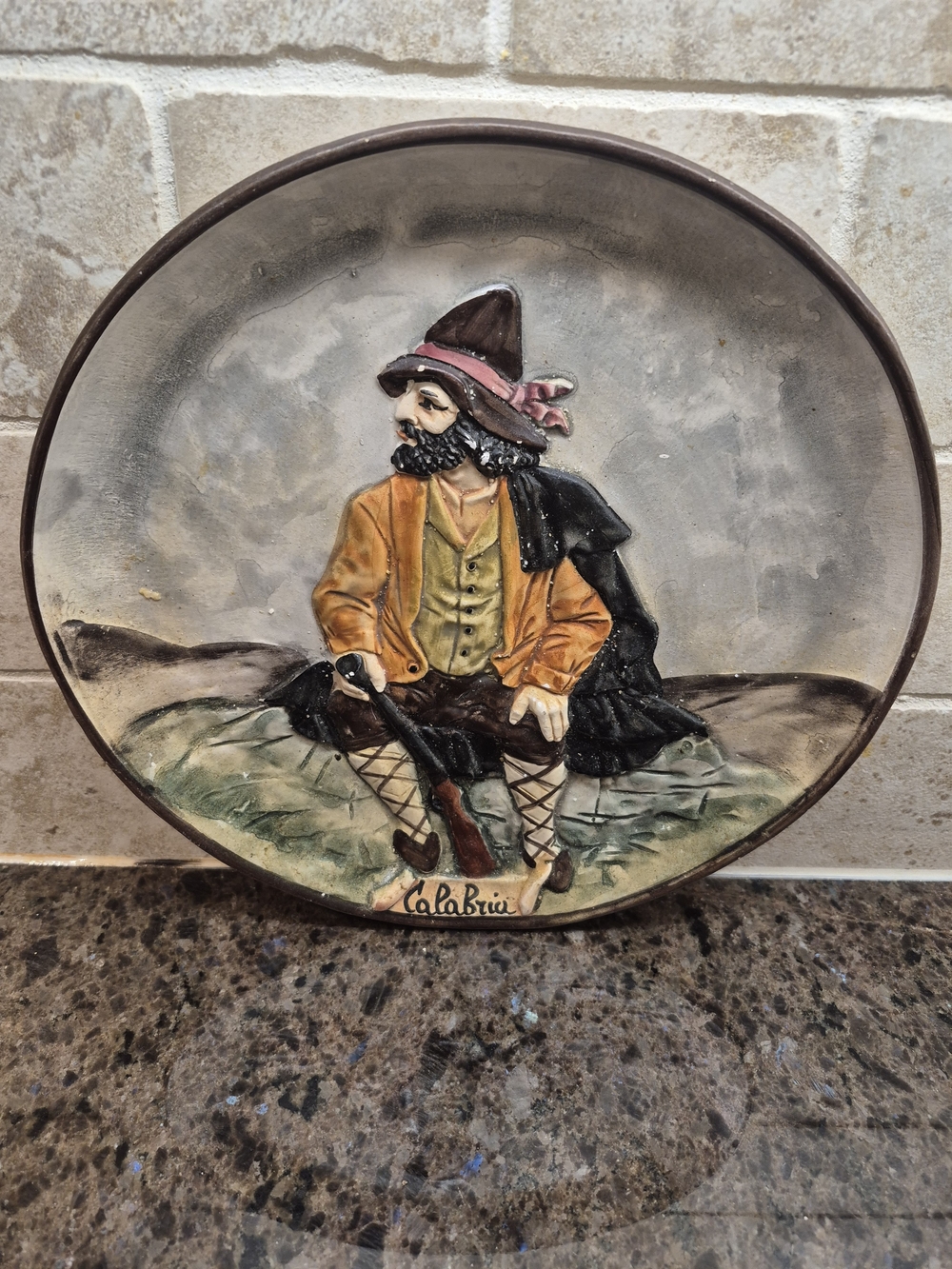 Falco Calabria Vintage Collectible Decorative Ceramic Handcrafted Plate Italy 3D
